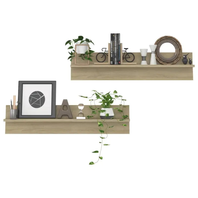 Strakke wandplanken van bewerkt hout voor moderne woonkamers - Sonoma eiken / 2 / 1 - Wandplanken