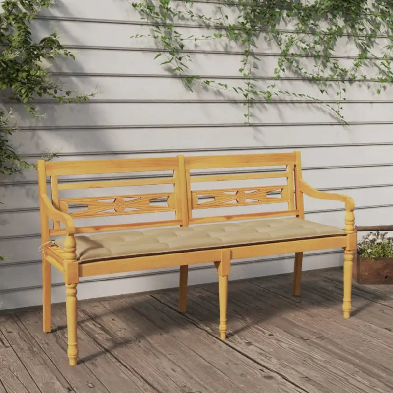 Teakhouten Tuinbank met fijn geschuurd oppervlak voor rustieke charme - Beige / 150 cm / 1 - Tuinbanken