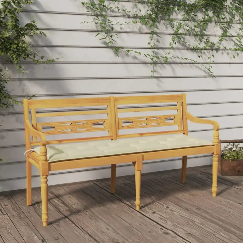 Teakhouten Tuinbank met fijn geschuurd oppervlak voor rustieke charme - Crème / 150 cm / 1 - Tuinbanken