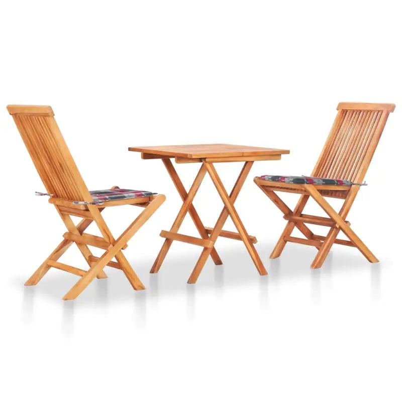 Teakhouten tuinset met fijn geschuurd hout en afmetingen opties - Rood ruitpatroon - Tuinsets