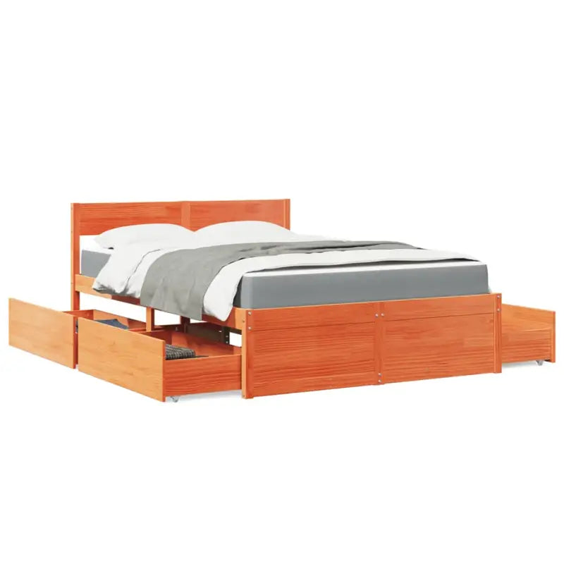 Tijdloos bedframe van massief grenenhout voor je slaapkamer - Wasbruin / 140 x 190 cm - Bedden & bedframes