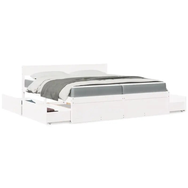 Tijdloos bedframe van massief grenenhout voor je slaapkamer - Wit / 200 x 200 cm - Bedden & bedframes