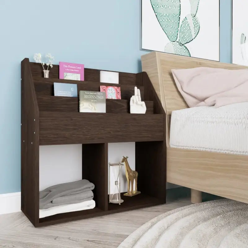 Tijdschriftenrek voor kinderen van bewerkt hout in gerookt eiken stijl - Tijdschriftenrekken