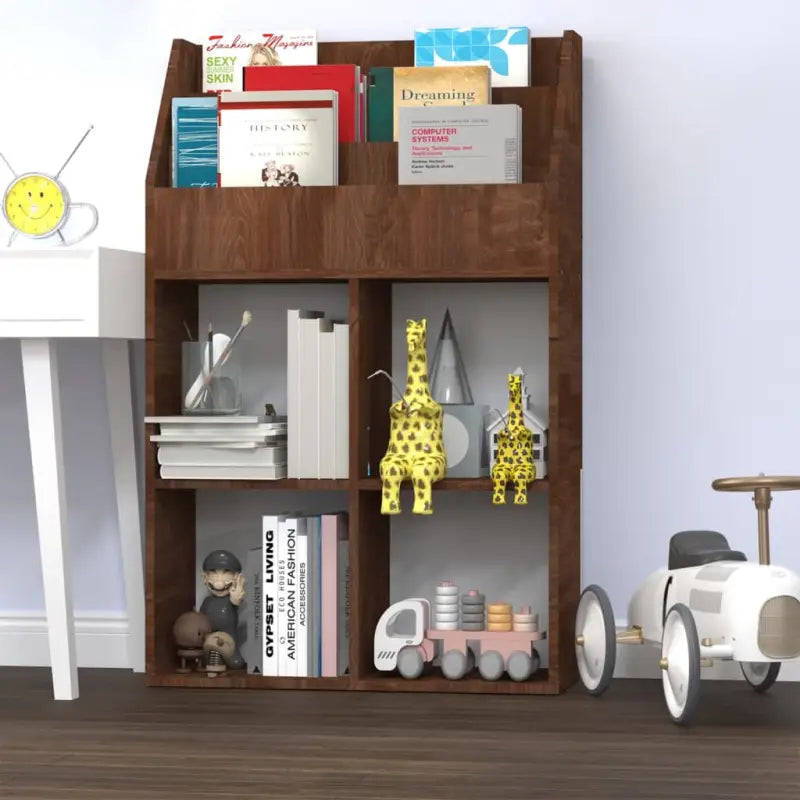 Tijdschriftenrek voor kinderen van bewerkt hout Practical en duurzaam - bruin eikenkleur / 1 - Tijdschriftenrekken