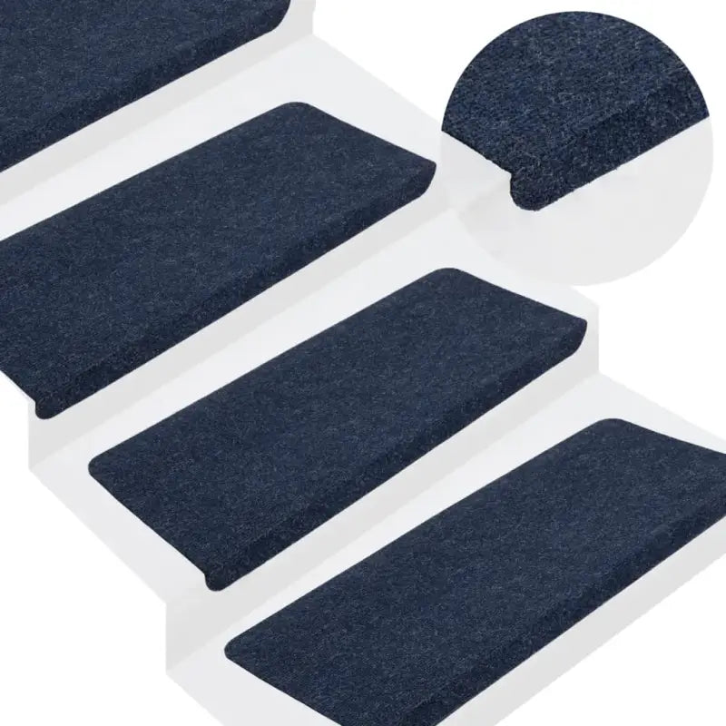 Trapmatten met gecoate onderkant voor veiligheid en bescherming van je trap - Blauw / 65 x 24.5 x 3.5 cm / 15