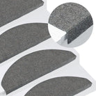 Trapmatten met gecoate onderkant voor veiligheid en bescherming van je trap - Grijs / 65 x 22.5 x 3.5 cm / 15