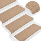 Trapmatten met gecoate onderkant voor veiligheid en bescherming van je trap - Beige / 65 x 24.5 x 3.5 cm / 15