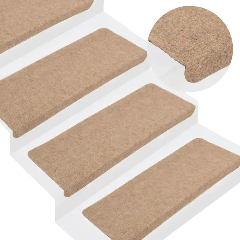 Trapmatten met gecoate onderkant voor veiligheid en bescherming van je trap - Beige / 65 x 24.5 x 3.5 cm / 15