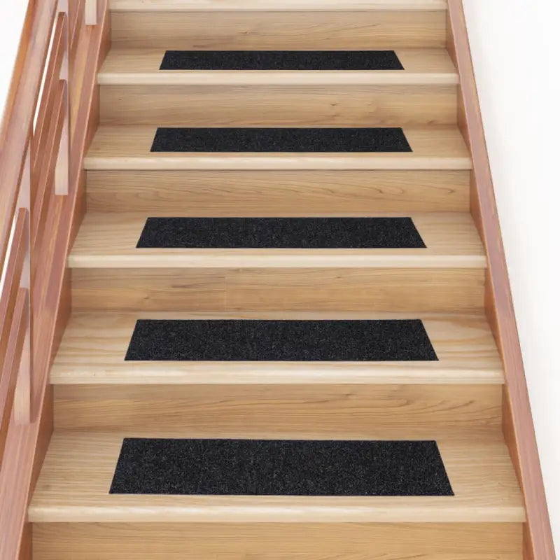 Trapmatten met genaaldvilte stof voor veilig en stijlvol trapgebruik - Zwart / 76 x 20 cm / 15 - Trapmatten
