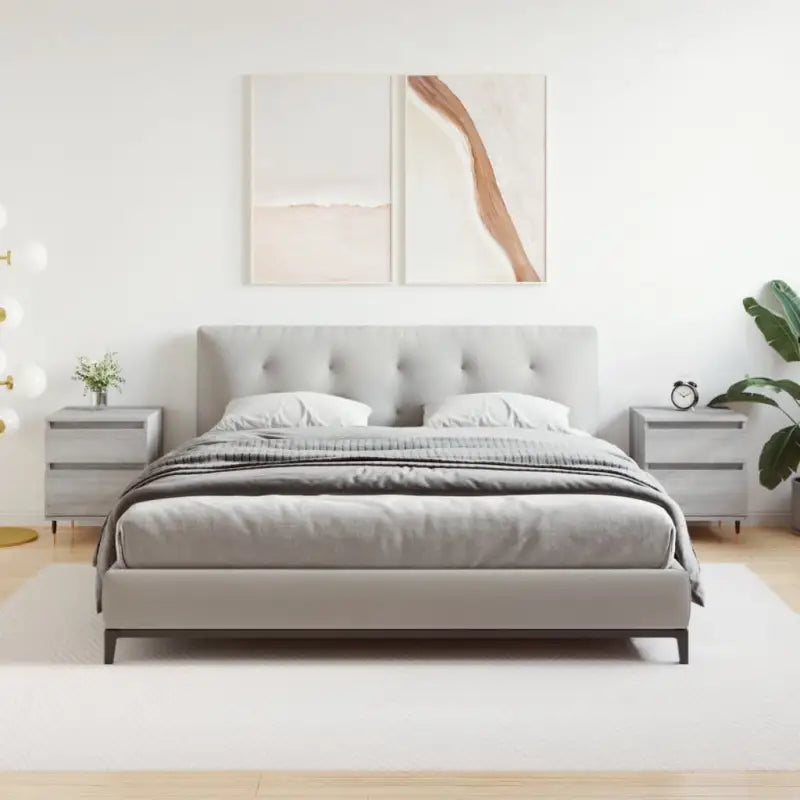 Trendachtige nachtkastjes met bewerkt hout en metalen poten - Grijs sonoma / 2 - Nachtkastjes