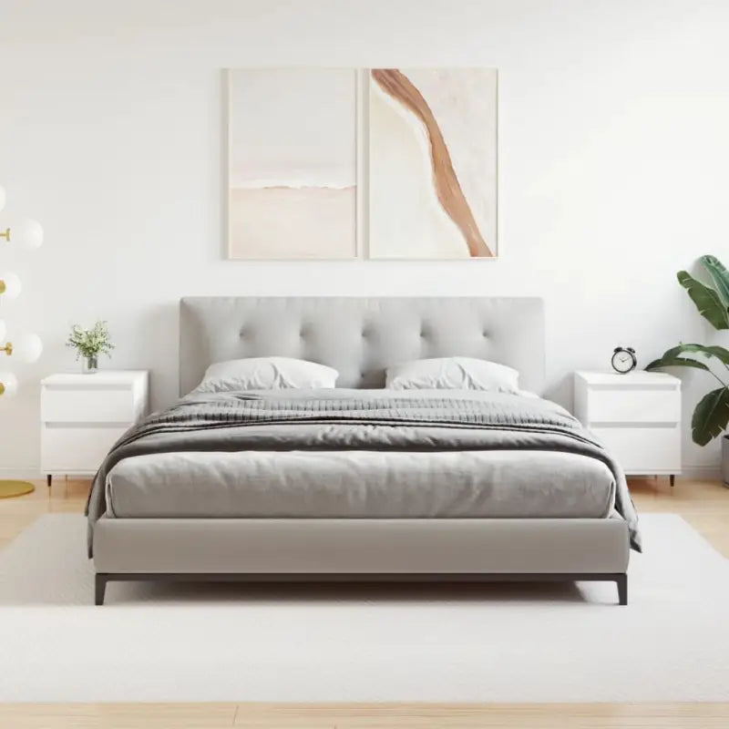 Trendachtige nachtkastjes met bewerkt hout en metalen poten - Wit / 2 - Nachtkastjes