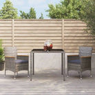 Trendige tuinset van poly rattan en gepoedercoat staal grijs materiaal - 90 cm tafellengte - Tuinsets