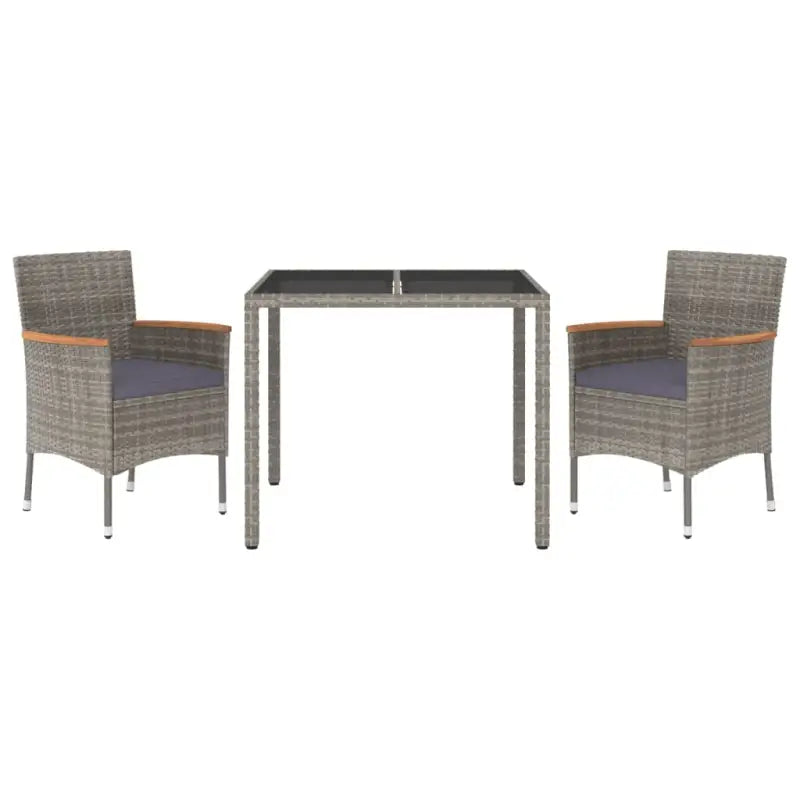 Trendige tuinset van poly rattan en gepoedercoat staal grijs materiaal - Tuinsets