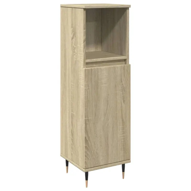 Trendy badkamermeubelset met bewerkt hout en ijzeren poten - Badkamermeubelsets