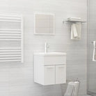 Trendy badkamermeubelset met bewerkt hout en wit materiaal - Hoogglans wit / 41 x 38.5 x 46 cm - Badkamermeubelsets