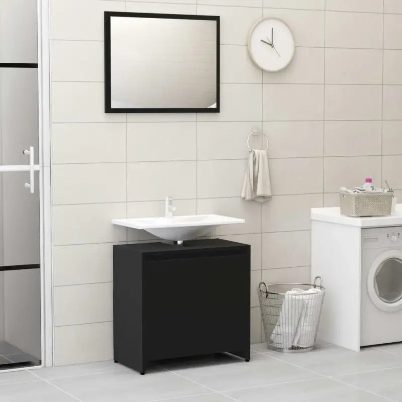 Trendy badkamermeubelset met medium kast en spiegel voor extra opslag - Badkamermeubelsets