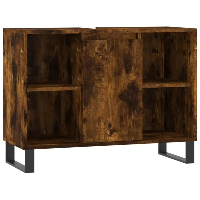 Trendy badkamerset met ijzeren poten en bewerkt hout - Badkamermeubelsets