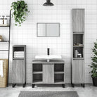 Trendy badkamerset met ijzeren poten en bewerkt hout - Grijs sonoma - Badkamermeubelsets