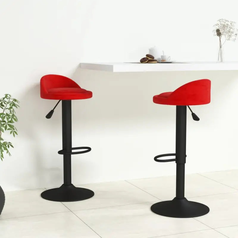 Trendy barkrukken met fluwelen bekleding en modern design - Wijnrood / 2 - Barkrukken
