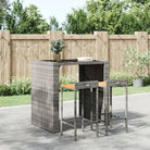 Trendy barkrukken van poly rattan en massief acaciahout - Grijs / 40 x 44 x 86 cm / 2 - Barkrukken