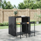 Trendy barkrukken van poly rattan en massief acaciahout - Zwart / 40 x 44 x 86 cm / 2 - Barkrukken