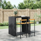 Trendy barkrukken van poly rattan en massief acaciahout - Zwart / 40 x 44 x 100 cm / 2 - Barkrukken