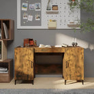 Trendy bureau van bewerkt hout met industrieel design - Bureaus
