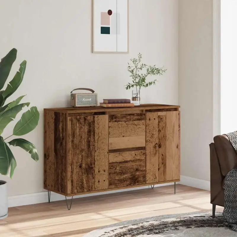 Trendy dressoir met bewerkt hout en ijzeren poten voor een tijdloze uitstraling - Oud hout / 1 - Dressoirs &