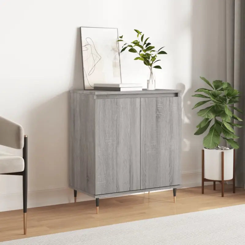 Trendy dressoir met bewerkt hout en ijzeren poten voor een tijdloze uitstraling - Grijs sonoma / 1 - Dressoirs &