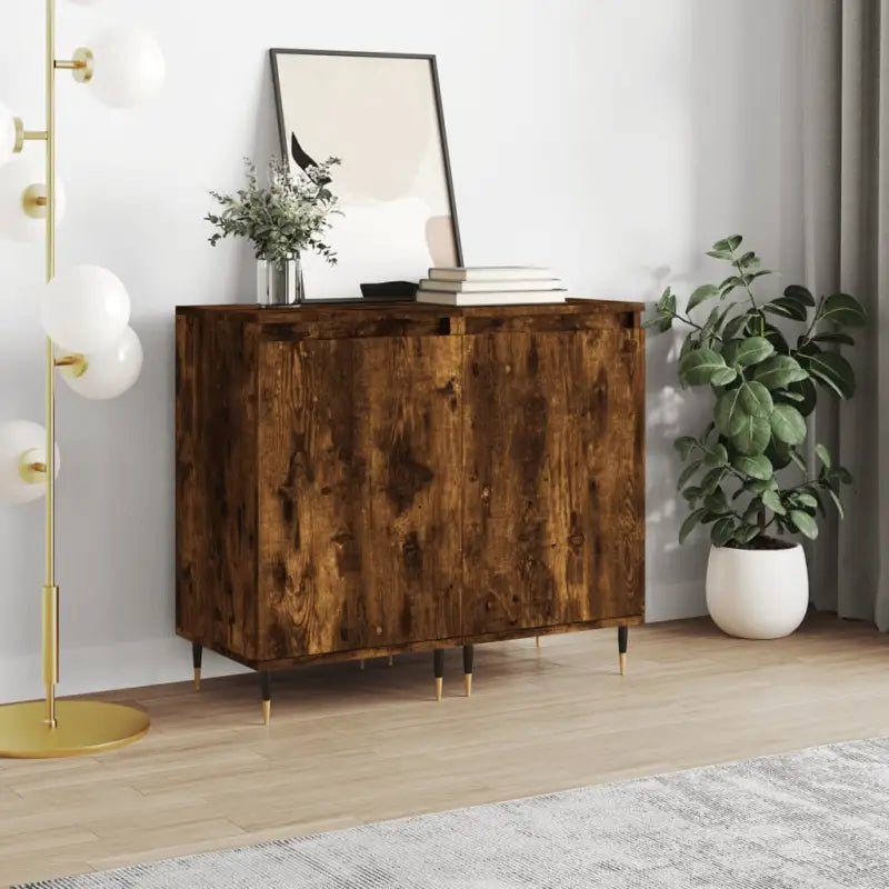 Trendy dressoirs met metalen poten en bewerkt hout voor een tijdloze uitstraling - Gerookt eiken / 2 - Dressoirs &