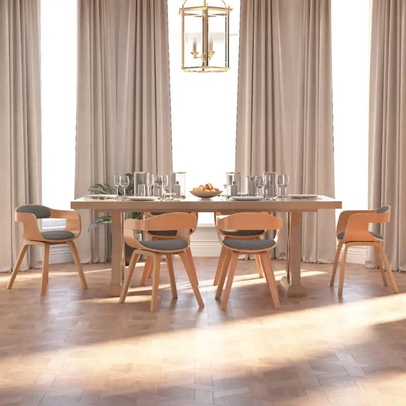 Trendy eetkamerstoelen met gebogen hout en ergonomisch ontwerp - Lichtgrijs / 6 - Eetkamerstoelen