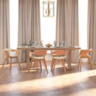 Trendy eetkamerstoelen met gebogen hout en kunstleer voor comfort - Crème en lichtbruin / 6 - Eetkamerstoelen