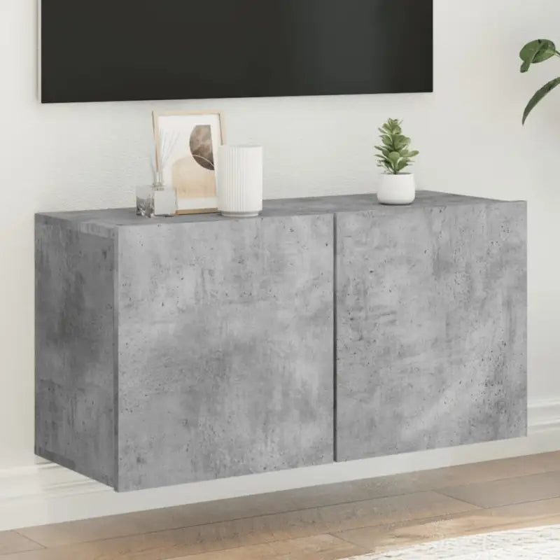 Trendy en duurzame tv-meubel van bewerkt hout - Betongrijs / 1 / 80 cm - Tv-meubels