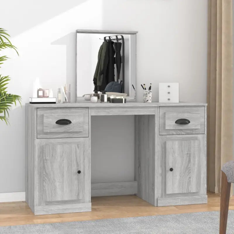 Trendy en praktische slaapkamerkaptafel met spiegel - Grijs sonoma / 1 - Slaapkamerkaptafels