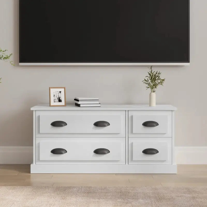 Trendy en stevig tv-meubel van bewerkt hout voor je woonkamer - Hoogglans wit / 1 - Tv-meubels