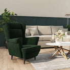 Trendy Fluweel Fauteuil met Comfortabele Hoogte Armleuning - Donkergroen / 1 / Zonder voetensteun - Fauteuils &