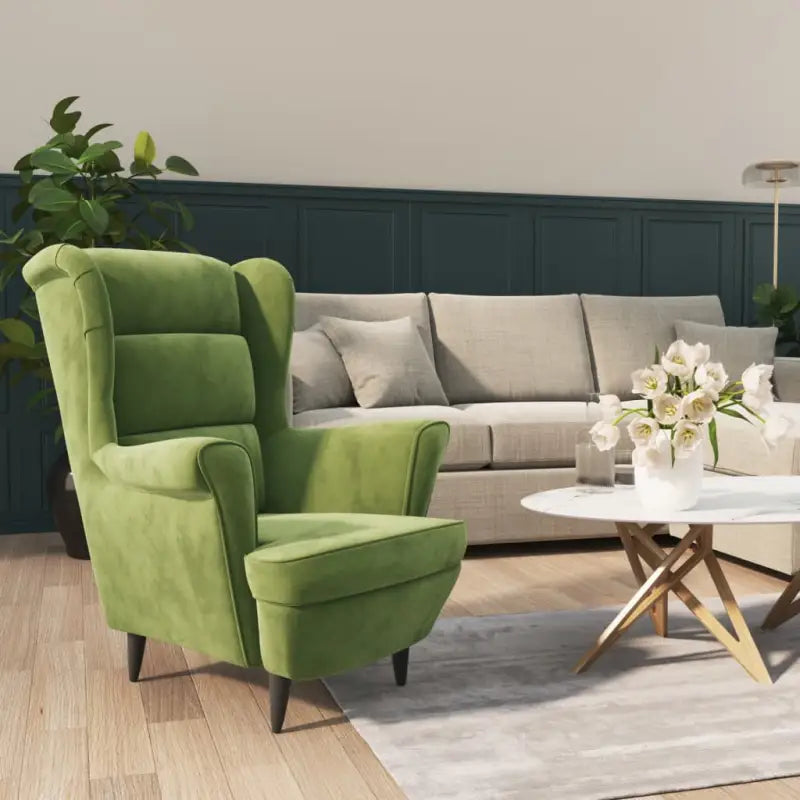 Trendy Fluweel Fauteuil met Comfortabele Hoogte Armleuning - Lichtgroen / 1 / Zonder voetensteun - Fauteuils &