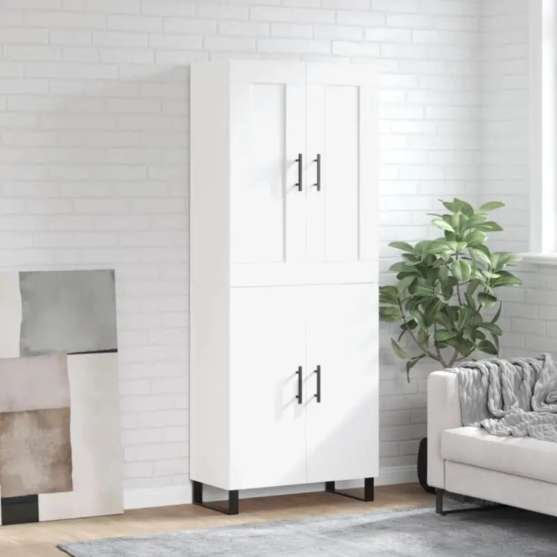 Trendy hoge kast in bewerkt hout met duurzame en stabiele afwerking - Wit / 1 / 2 deuren - Dressoirs & buffetkasten