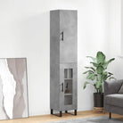 Trendy hoge kast in bewerkt hout met duurzame en stabiele kwaliteit - Betongrijs / 1 / 1 glazen deur - Dressoirs &