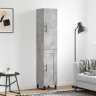 Trendy hoge kast in bewerkt hout met duurzame en stabiele kwaliteit - Betongrijs / 1 / 1 houten deur - Dressoirs &