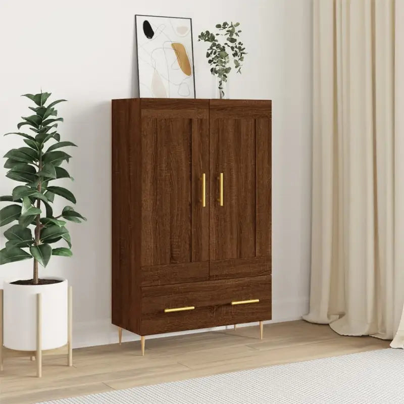 Trendy hoge kast met duurzaam bewerkt hout voor een unieke interieurstijl - Bruineiken / 1 - Dressoirs & buffetkasten