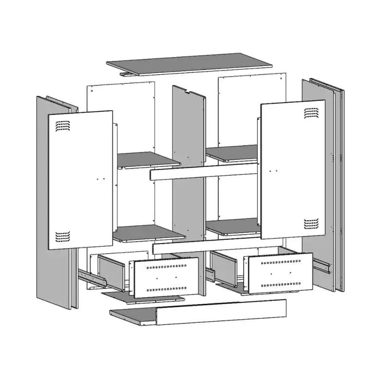Trendy hoge kast met koudgewalst staal en unieke charme - Dressoirs & buffetkasten