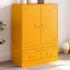 Trendy hoge kast met koudgewalst staal en unieke charme - Mosterdgeel / 1 - Dressoirs & buffetkasten