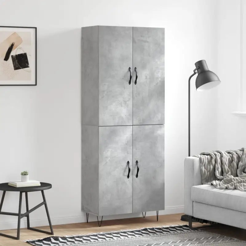 Trendy hoge kast van bewerkt hout met duurzame charme - Betongrijs / 1 / 2 deuren - Dressoirs & buffetkasten