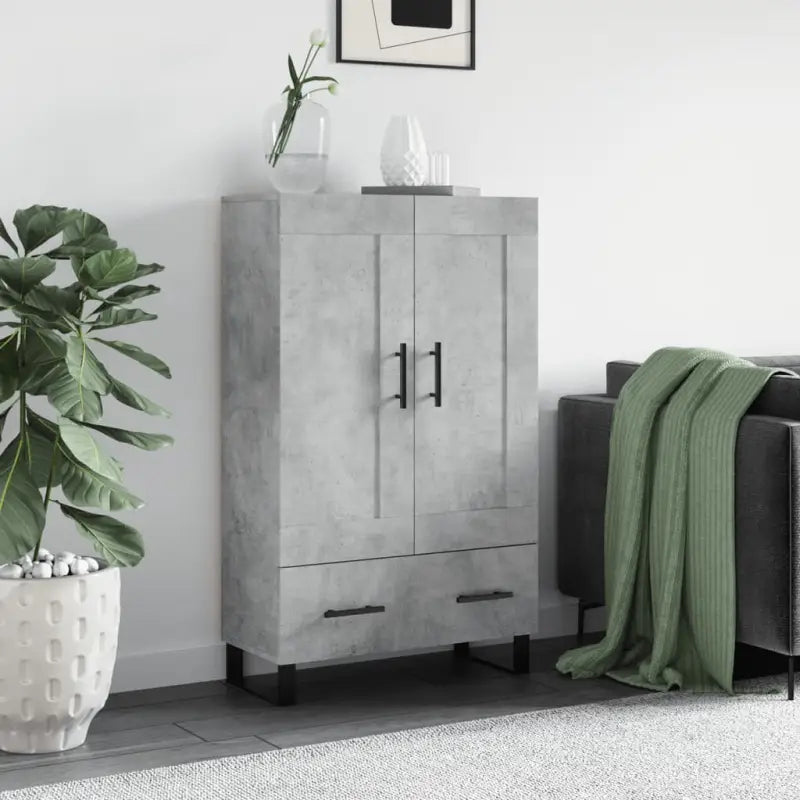 Trendy hoge kast van bewerkt hout met duurzame charme - Betongrijs / 1 - Dressoirs & buffetkasten