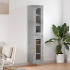Trendy hoge kast van bewerkt hout met duurzame charme - Betongrijs / 1 / 1 glazen deur - Dressoirs & buffetkasten