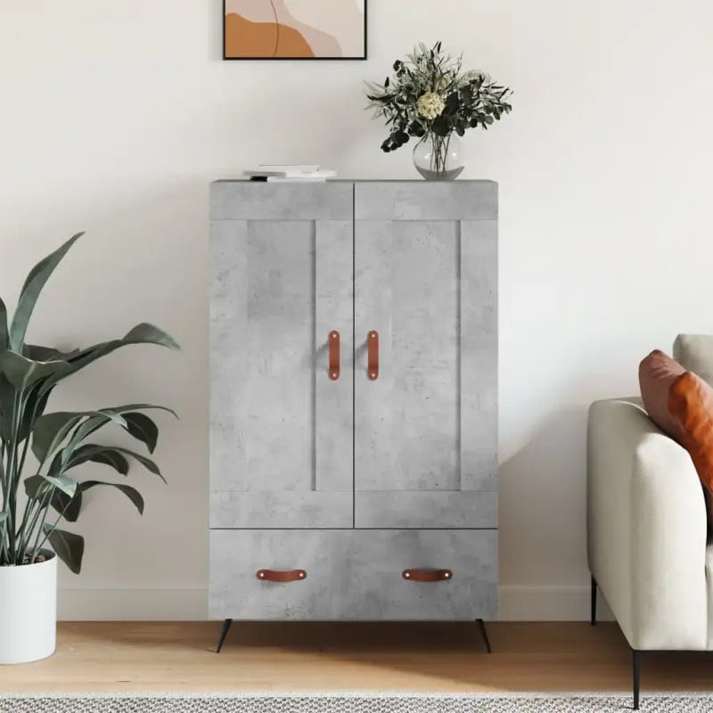 Trendy hoge kast van bewerkt hout met duurzame charme - Betongrijs / 1 - Dressoirs & buffetkasten