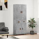 Trendy hoge kast van bewerkt hout met duurzame charme - Betongrijs / 1 / 2 deuren 2 lades - Dressoirs & buffetkasten