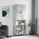 Trendy hoge kast van bewerkt hout met duurzame charme - Betongrijs / 1 / 3 schappen - Dressoirs & buffetkasten