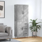 Trendy hoge kast van bewerkt hout met duurzame charme - Betongrijs / 1 / 1 deur 3 lades - Dressoirs & buffetkasten
